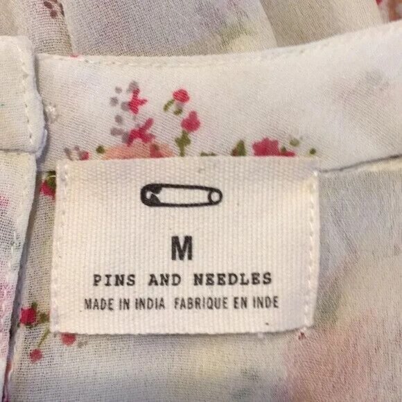 Pins & Needles Floral Blouse Lace Detail & Peplum Hem Peasant Tunic Top Medium - Picture 5 of 5